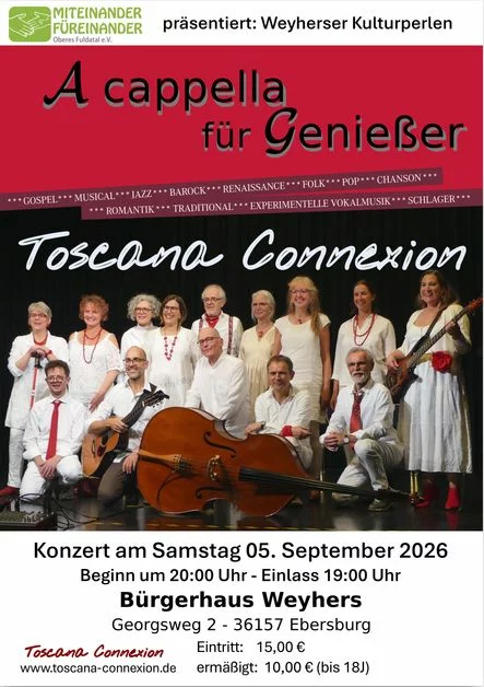 TOSCANA CONNEXION Konzert am 08,11.2025 im Franziskusbau, Loheland 36093 Künzell